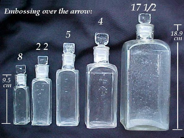 Square Clear medicine bottles with admiralty arrow